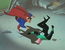 BRUCE TIMM rare SUPERMAN & GREEN LANTERN cel + OBG In Brightest Day STAS WB COA picture