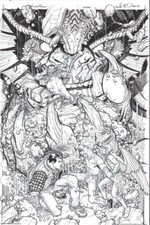 Nick Bradshaw   Fantastic Four 20 cover  Mole Man   Fing Fang Foom  original art picture