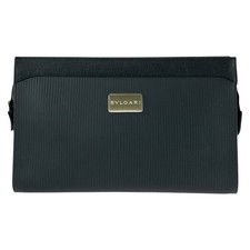BVLGARI Millerige Men’s PVC Clutch Bag Black Silver Metal Fittings picture