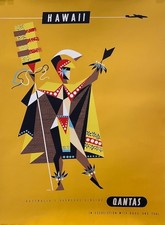 Original Vintage Australian Qantas Travel Poster, c. 1959