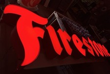 RESTORED Vintage Large Set FIRESTONE SIGN LETTERS Gas & Oil Tire Mancave Decor picture