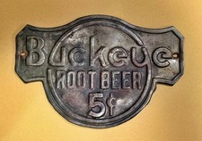 Vintage 1910s 1930s Original Buckeye Root Beer Soda Fountain Dispenser Sign picture
