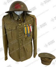 WW1 Canadian CEF 10th Battalion Helmet 7 Button Tunic Trench Cap Medals RARE picture