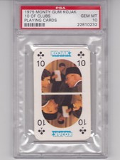 1975 Monty Gum Kojak 10 Of Clubs Playing Card PSA 10 Pop 1 picture