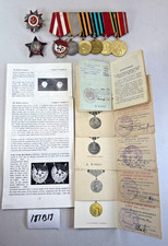 rare Soviet Medal Lot Ribbon Bar Red Star Patriotic War USSR WW2 Document 181B17 picture
