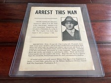*HISTORIC* 1 OF 3 IN THE WORLD* 1920 GROVER CLEVELAND BERGDOLL FBI WANTED POSTER picture