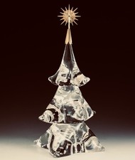 NEW BIG STEUBEN glass BUBBLE XMAS TREE 18K GOLD STAR James Houston Ornament art picture