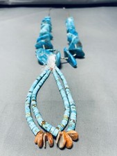 161 GRAMS AUTHENTIC MID CENTURY VINTAGE NAVAJO SHELL JACLA NECKLACE picture