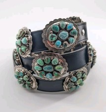 Robert Bird Navajo Carico Lake Turquoise Concho Belt Southwestern Native Art picture