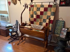 Antique Baby Cradle. Rare Swan Neck. Beautiful Details picture