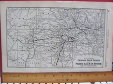 1890 SEPT CHICAGO ROCK ISLAND & PACIFIC RAILROAD ORIGINAL SYSTEM MAP RR STATIONS picture