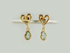 Antique 19thC 1ct Emerald+14kt Gold Earrings Siberian Ancient Sumer Immortality picture