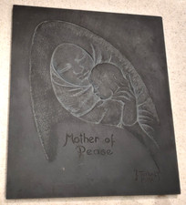 VINTAGE 1978 JOSEPH TURKALY 'MOTHER OF PEACE' SLATE RELIEF SCULPTURE picture