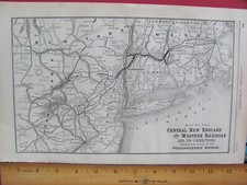 1890 SEPT CENTRAL NEW ENGLAND & WESTERN RAILROAD ORIGINAL SYSTEM MAP + COG RR MA picture