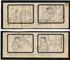 Original Storyboards of Fred Flintstone and Barney Rubble from The Swimming Pool picture