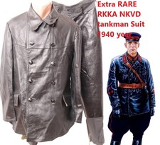NKVD tankman leather Suit Soviet Army Field WW2 Jacket RKKA Red Army Sz.3 (L) picture