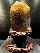 6.2LB Rare Top Natural Golden Rutilated Quartz Mineral specimen Crystal+stand picture