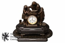 Japy Freres 19th Century French Jesus Figural Slate Mantel Clock Gay Vicarino Co picture