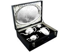 Vintage Chinese Sterling Silver Four Piece Tea and Coffee Service with Tray picture