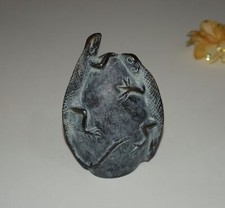 5.5'' Inch Paper Weight Lizard On Stone Shape Brass Graven Image Showpiece GTX picture