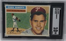 1956 TOPPS GRAY BACK #180 ROBIN ROBERTS SGC 10 GEM MINT POP 1 HOF SUPER RARE picture