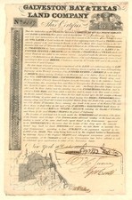 Galveston Bay and Texas Land Co. - 1830 dated Texas Bond - Texas Stocks and Bo picture