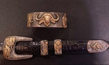 Clint Orms Sterling Gold Safari Big Five Set -Buckle set, Cuff, and Money clip picture