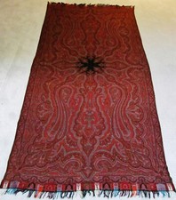 Antique 19th Century French Paisley Kashmir Design Shawl With Black Medallion. picture