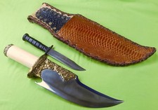 RARE Custom Hand Made George HALE Bowie HUGE Heavy Brass Hunting Knife & Sheath picture