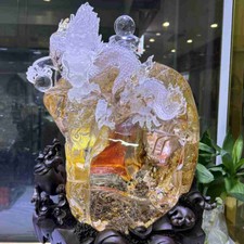 72.7LB Top Natural Red Fire Quartz Dragon Carved Quartz Crystal skull Reiki picture