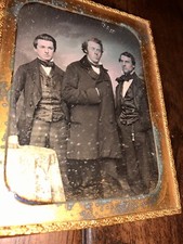 Sealed 1/4 1840s Daguerreotype Three Important Men, Possibly From Boston Photo picture