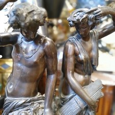 ANTIQUE BRONZE STATUES OF THE TWO WOMEN 36 INCHES HIGH picture