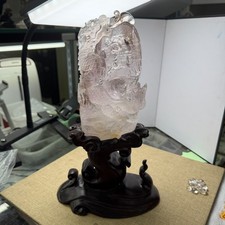 2.95LB Natural Enhydro Quartz Moving Water Drop Specimens carved dragon Reiki picture