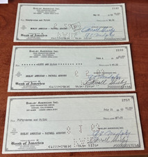 3x CARROLL SHELBY SIGNED Check 1963 american checks racing car cobra gt payroll picture