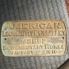 Original 1910 American Locomotive Company Builders Plate.tied To PNW picture