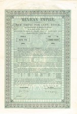 Maximilian 500 British Pounds 1864 dated Mexican Empire Bond - Mexican Stocks picture