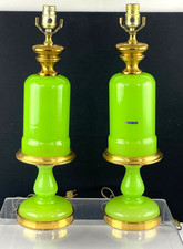 Paul Hanson Jade Green Murano Glass Table Lamps by Gino Cenedese Italy picture