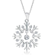 Snowflake Shaped Diamond Pendant Necklace 14k White Gold (0.20ct) picture