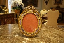 MAGNIFICENT 1900'S FRENCH BRONZE ENAMLED OVAL PICTURE FRAME MUST SEE picture