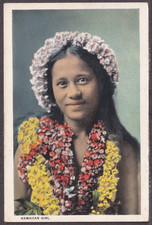 HI Honolulu LITHO PC c1930 HAWAIIAN GIRL The Famous Flower Girls Pacific Curio picture