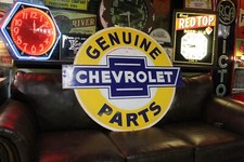 SCARCE 1950s CHEVROLET PARTS DEALER PAINTED METAL SIGN CHEVY GMC CORVETTE GAS picture