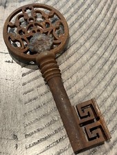 1700s German wrought iron meander biting cherubim accents key 081224gC@ZEI picture