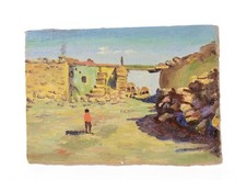 Hopi Pueblo Indians Home at Walpi Arizona - Small Oil Painting By E.A. Burbank picture