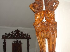 ANTIQUE HAND CARVED CARYATIDS MAN OF THE MOUNTAIN FIGURESITALY CIRCA 1890S picture