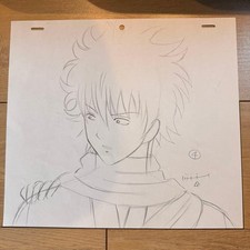 Rare Gintama Gintoki Sakata hand-drawn original 2-piece set picture