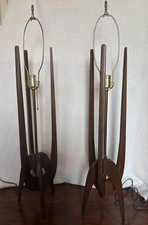 Pair of Modeline John Keal Style Trident Lamps MCM Mid Century Modern Atomic picture
