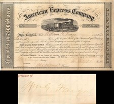 American Express Co. Issued to and Signed by William G. Fargo and John Butterf picture