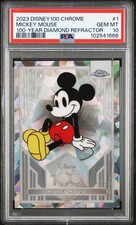 2023 Topps Chrome Disney 100 Mickey Mouse 100 Year Diamond /100 PSA 10 💎 picture