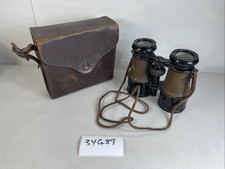 WWI Marchand Paris Field Binoculars w/Leather Rover USA Case Brass 34G89 picture