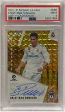 Cristiano Ronaldo 1/10 Autograph Gold Panini Mosaic La Liga 2020/21 PSA 9 picture